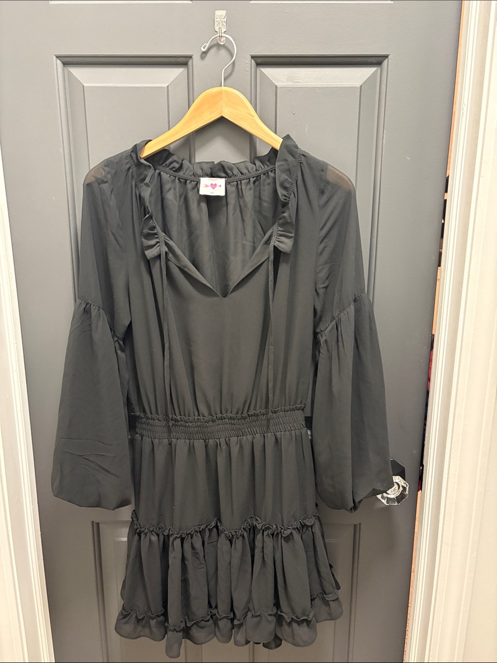 Buddy Love Black Ruffle Tiered Long-Sleeve Dress